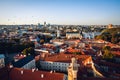 Aerial Vilnius city panorama with hot air balloons. Lithuania Royalty Free Stock Photo