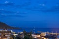 Aerial vista of the Marina di Camerota bay at twilight, Italy. Landscape.