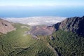 Aerial volcanic landscape formed by the crater of a volcano in Guimar, Tenerife, Canary Islands. High quality photo.