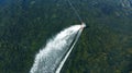 Aerial wakeboarding. Top view of a wakeboard rider. Royalty Free Stock Photo