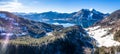 Aerial walchensee lake in bavaria in Winter