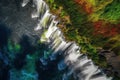 Aerial waterfall view. Generate Ai