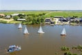 Aerial from watersports in Friesland the Netherlands