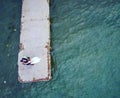 Aerial wedding photography on pier in area of Thessaloniki Greece