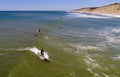 Aerial at Wellfleet, Cape Cod Showing an Surfers Riding Waves