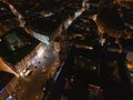 Aerial wide panorama of New Town Hall and Marienplatz at night Munich city Royalty Free Stock Photo
