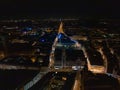 Aerial wide panorama of New Town Hall and Marienplatz at night Munich city Royalty Free Stock Photo