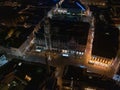 Aerial wide panorama of New Town Hall and Marienplatz at night Munich city Royalty Free Stock Photo