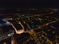 Aerial wide panorama of New Town Hall and Marienplatz at night Munich city Royalty Free Stock Photo