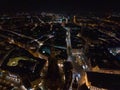 Aerial wide panorama of New Town Hall and Marienplatz at night Munich city Royalty Free Stock Photo