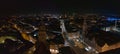 Aerial wide panorama of New Town Hall and Marienplatz at night Munich city Royalty Free Stock Photo