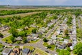 Aerial wide panorama view at the roofs of houses in the Sayreville small town of America New Jersey Royalty Free Stock Photo