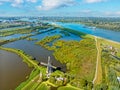 Aerial from windmills at Kinderdijk in the Netherlands Royalty Free Stock Photo