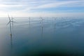 Aerial from windturbines at the IJsselmeer Netherlands
