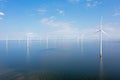 Aerial from windturbines at the IJsselmeer in the Netherlands