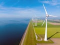 Aerial from windturbines at the IJsselmeer in the Netherlands