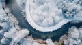 Aerial Winter Lake: Japanese Photography Inspired Circular Abstraction