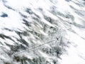 Aerial winter landscape of the Baltic Sea and frozen Curonian Lagoon near the town of Nida Royalty Free Stock Photo