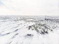 Aerial winter landscape of the Baltic Sea and frozen Curonian Lagoon near the town of Nida Royalty Free Stock Photo