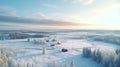 Aerial Winter Landscape Golden Light, Cabincore, Rural Life, Indigenous Culture