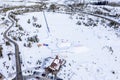Aerial winter photo on Frisco of people doing outdoor snow recreation