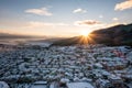 Aerial winter view of Bansko ski resort