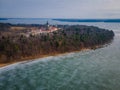 Aerial winter view of Pazaislis monastery in Kaunas, Lithuania Royalty Free Stock Photo