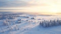 Aerial Winter View Of Snow Covered Farmland In Finland Royalty Free Stock Photo
