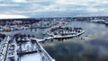 Aerial winter view of Stockholm, Sweden, GrÃ¶na lund and Skeppsholmen.