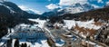 Aerial winter view of the worldwide famous ski resort of St. Moritz, Graubunden