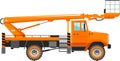 Aerial Work Platform Bucket Truck Icon in Flat Style. Vector Illustration