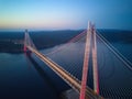 Aerial of Yavuz Sultan Selim Bridge, Istanbul. Empty streets amid coronavirus total lockdown in the Mega City. One of the longest