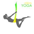 Aerial yoga logo template. Anti-gravity yoga