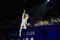 Aerialist exercise with a ball