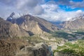 Aeriall view Hunza Valley under blue cloudy sky,Gilgit,