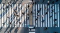 Aerially viewed, a pedestrian crossing is bustling with a crowd of people Royalty Free Stock Photo