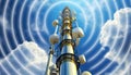 Aerials on blue sky - Communications Tower for Mobile Phone - Generative Ai