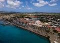 Aerialview of the Boulevard of Kralendijk on Bonaire Island Caribbean