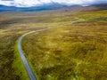 Aerialview of Road, Bogs with mountains in background in Sally gap Royalty Free Stock Photo