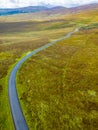 Aerialview of Road, Bogs with mountains in background in Sally gap Royalty Free Stock Photo