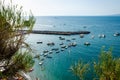 Aerialview of the seascape and marina in Vico Equense,Italy. Royalty Free Stock Photo