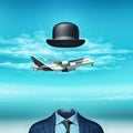 Aerian mind. Headless business suit and a hat Royalty Free Stock Photo