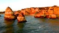 An aerian view of orange cliffs