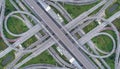 Aeriel view highway road intersection for transportation or traffic background Royalty Free Stock Photo