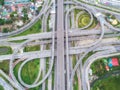 Aeriel view highway road intersection for transportation or traffic background Royalty Free Stock Photo