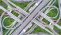 Aeriel view highway road intersection for transportation or traffic background Royalty Free Stock Photo
