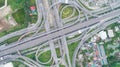 Aeriel view highway road intersection for transportation or traffic background Royalty Free Stock Photo