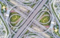 Aeriel view highway road intersection for transportation or traffic background Royalty Free Stock Photo