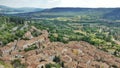 Aeriel view of the village of Moustiers sainte marie, one of the most beautiful village in France, Provence Royalty Free Stock Photo