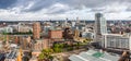 Aerial panorama of Leeds city centre skyline Royalty Free Stock Photo